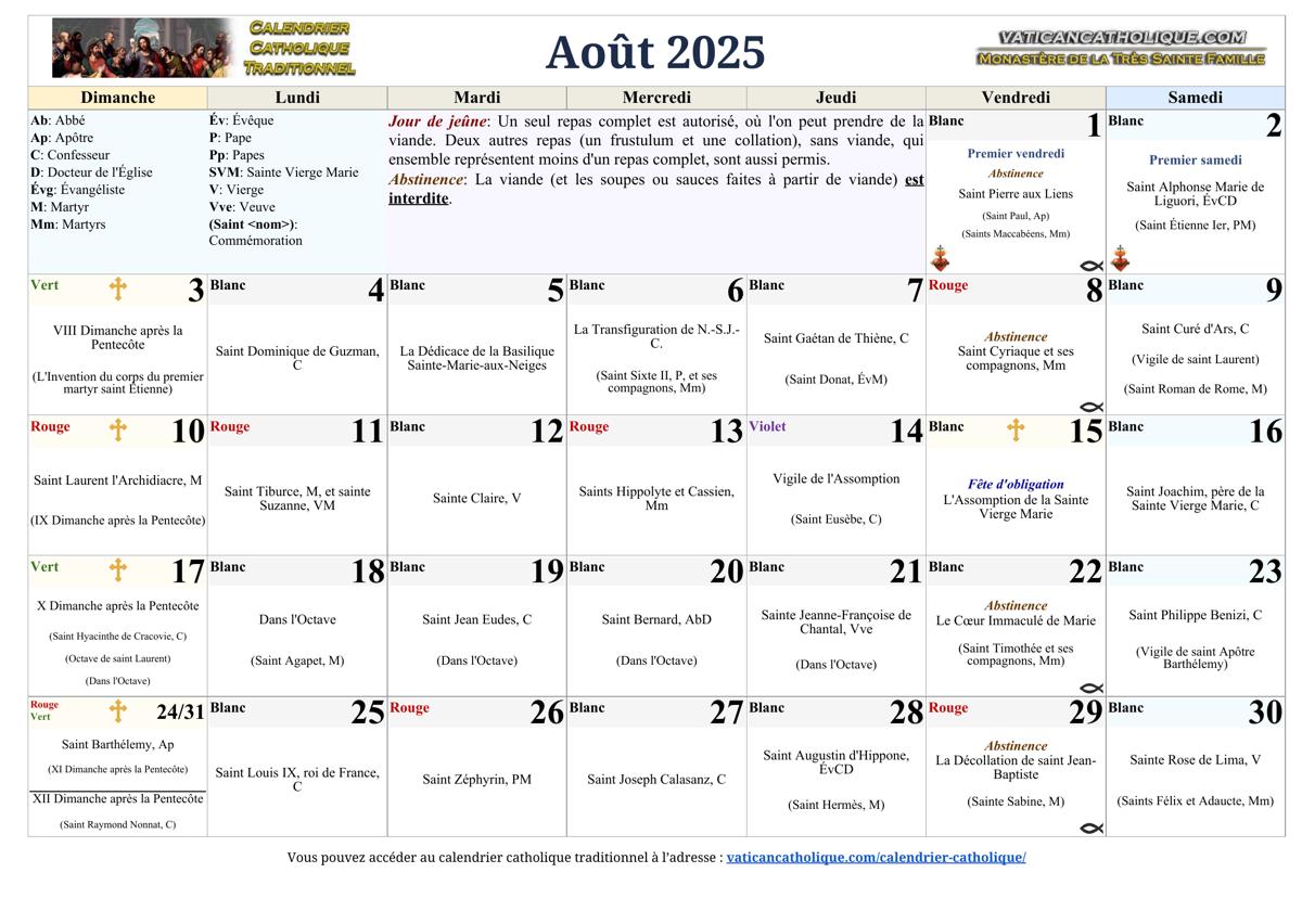 Mois d'août 2025