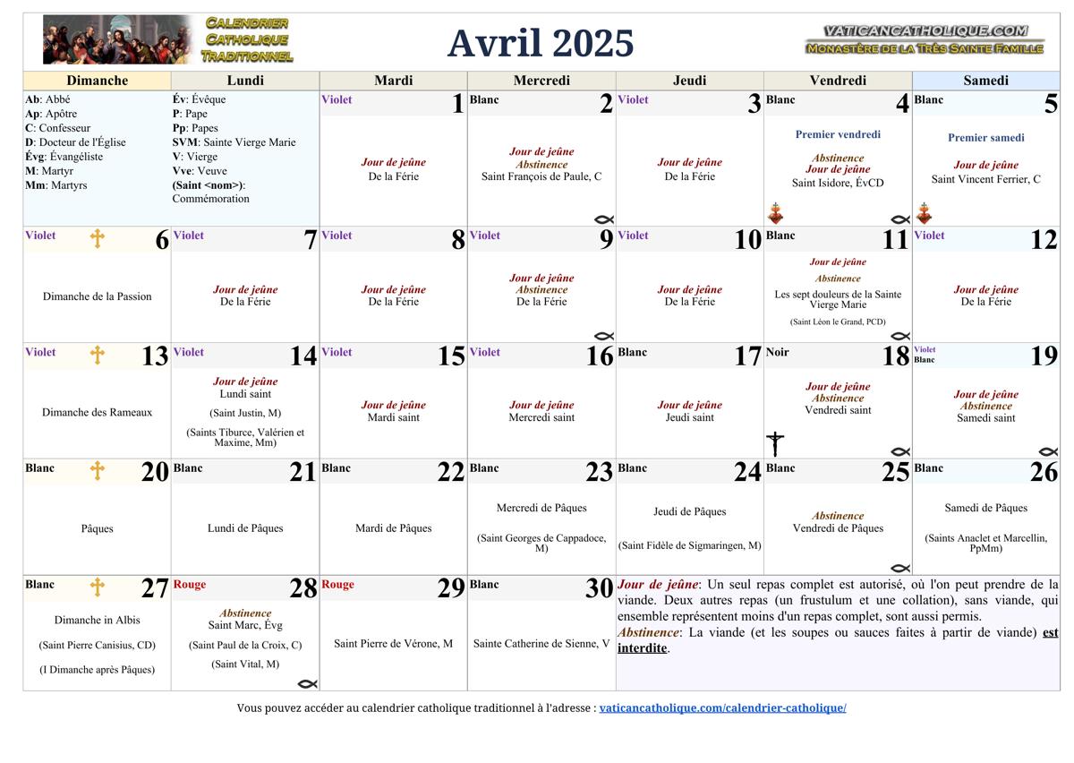 Mois d'avril 2025