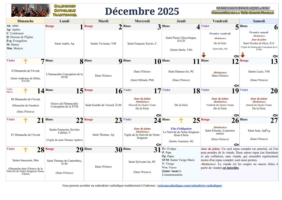 Mois de décembre 2025