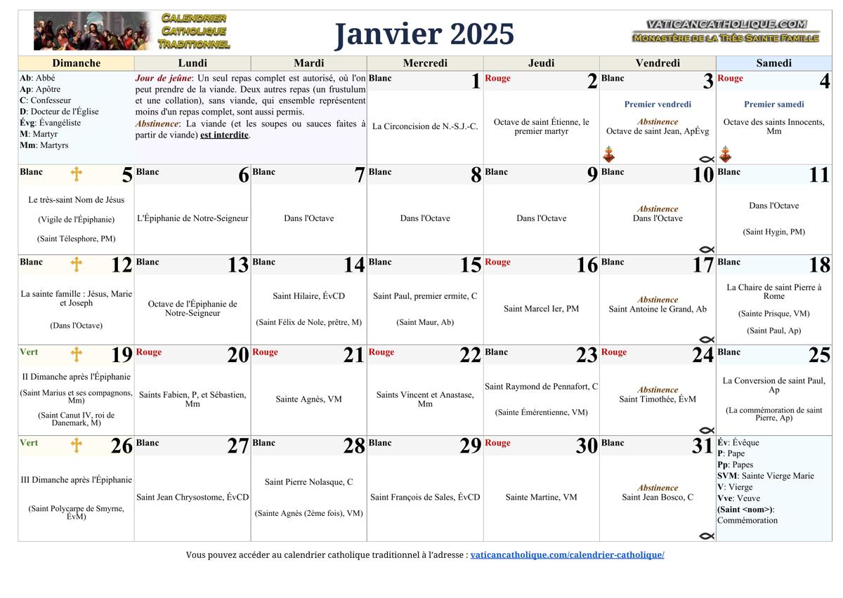 Mois de janvier 2025