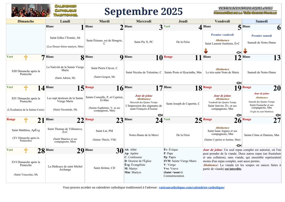 Mois de septembre 2025